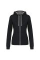 Dames Hoodie met rits kariban K467 BLACK-FINEGREY